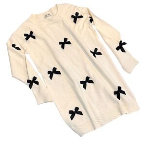 NIK & LEKSI Bow Knit Dress Cream Dress Sz M (10/11)